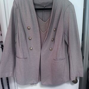 Lane Bryant Ponte Blazer in Oatmeal Heather with Knit Tank - $29 16/18W